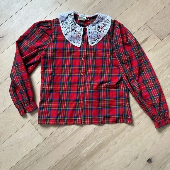 Vintage Shirt with Lace Collar - Picture 1 of 5